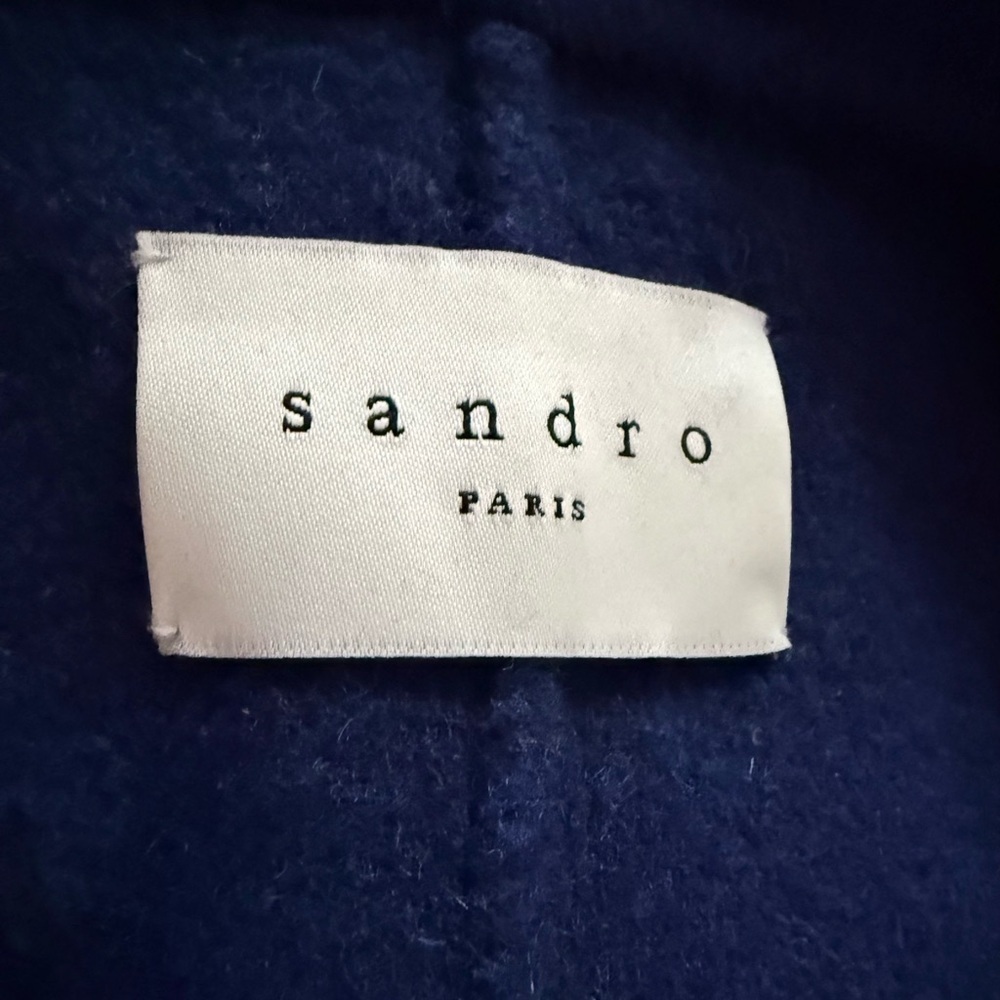 Sandro Paris Blue Sleeveless Wool Long Coat Vest Belted Designer Sz 2 (M/L) NWT - Picture 5 of 9